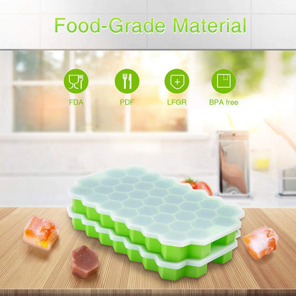 Honeycomb Ice Cube Trays with Removable Lids (Silica Gel BPA Free)