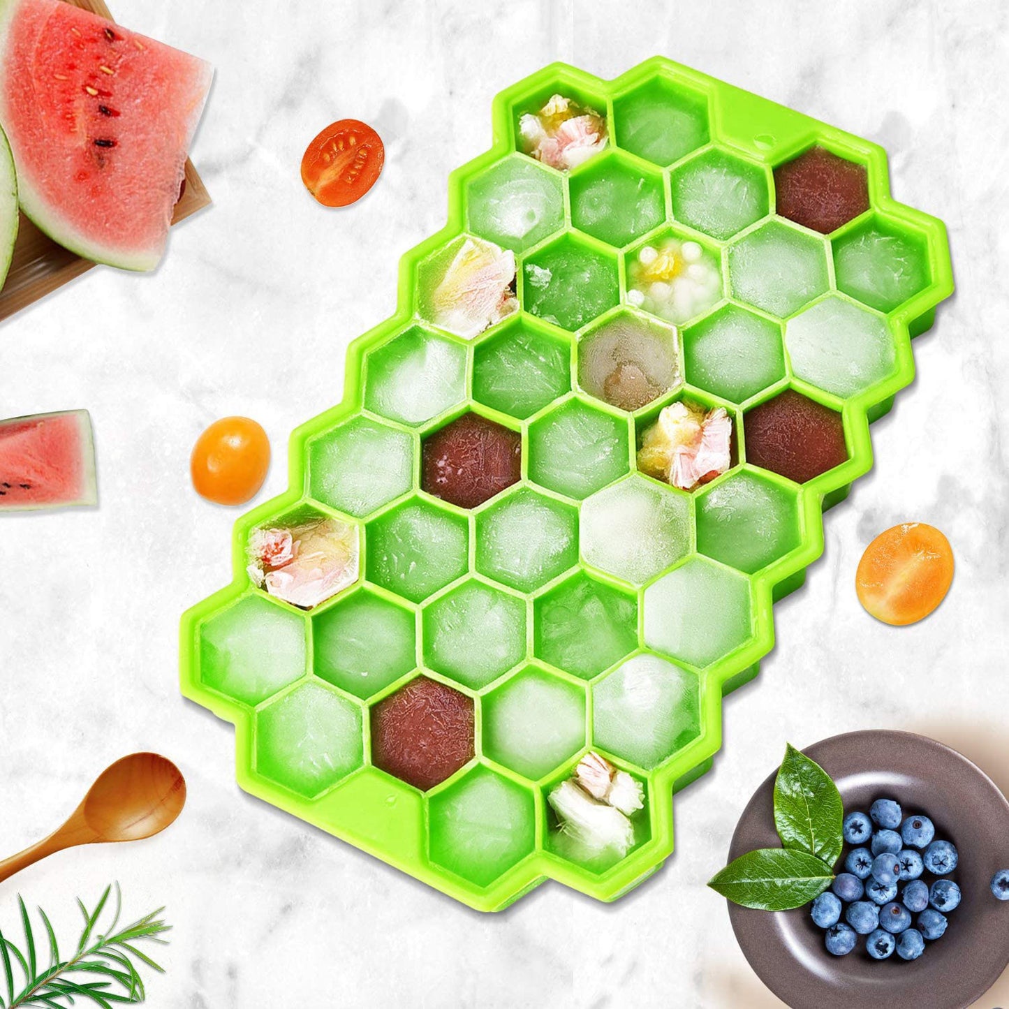 Honeycomb Ice Cube Trays with Removable Lids (Silica Gel BPA Free)