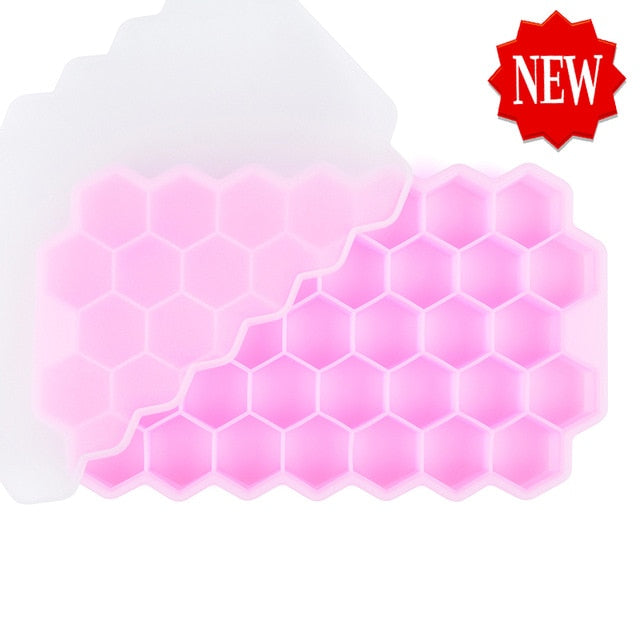 Honeycomb Ice Cube Trays with Removable Lids (Silica Gel BPA Free)